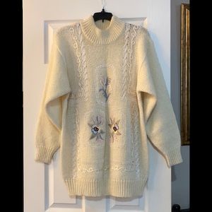Vintage 90’s Women’s Cream Knit Sweater Long Sleeves Sz XL